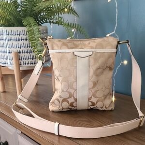 Coach Beige and White Crossbody Bag